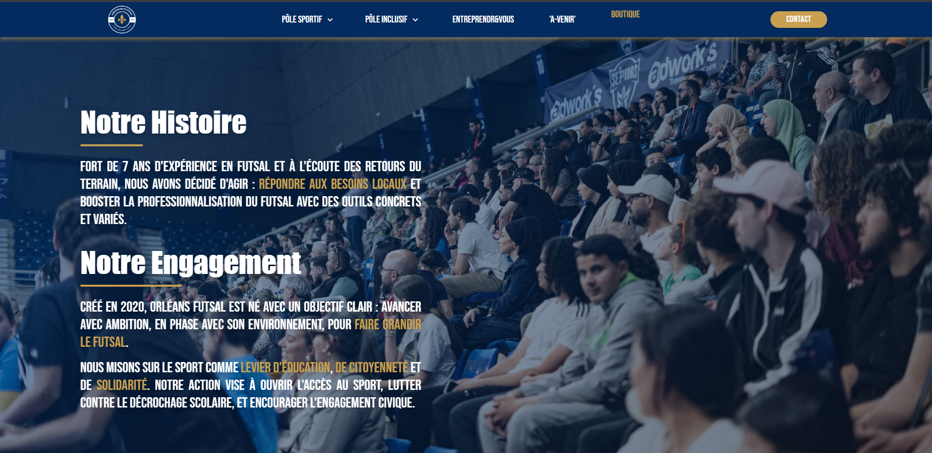 Aperçu de la refonte du site Orléans Futsal